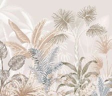 Bathroom wallpaper jungle terracotta