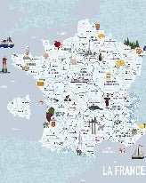 Children's map of France blue wallpaper