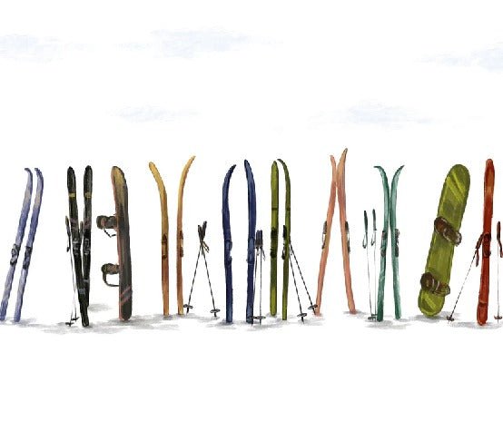 Colorful skis panoramic wallpaper