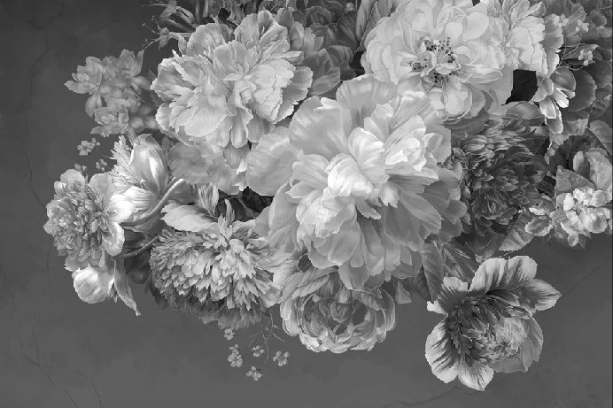 Black and white peony flower wallpaper