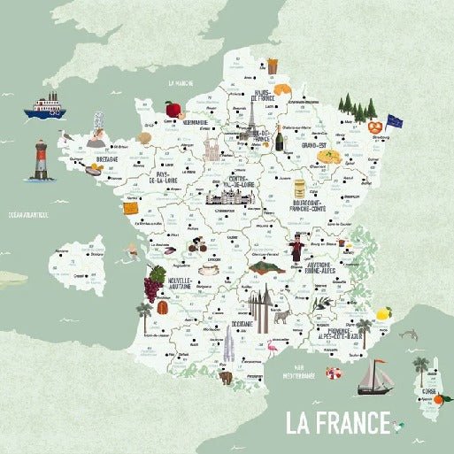 Children's map of France green wallpaper