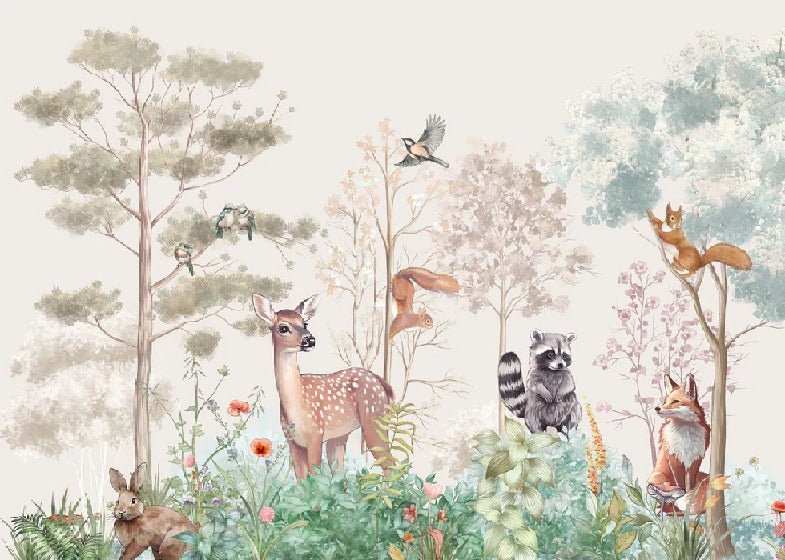 Children's bedroom wallpaper magic nature beige