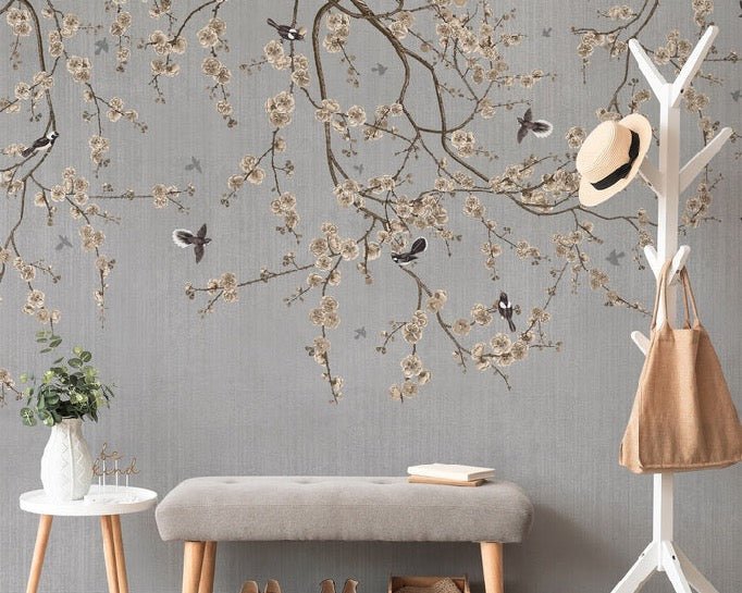 Papier peint branches fleuries, XXL, tendance