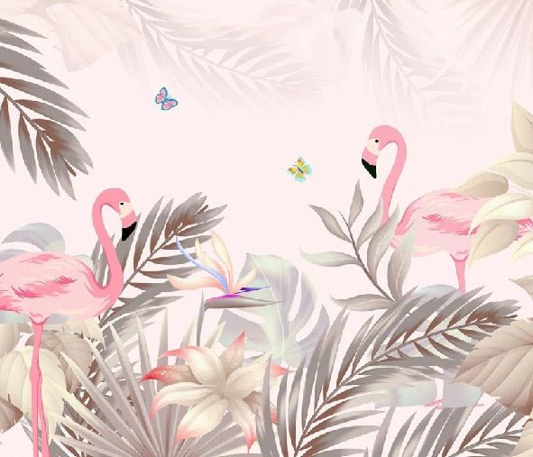 Palm & Flamant Rose wallpaper
