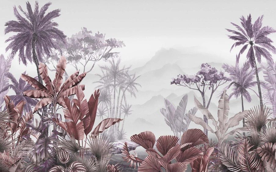 Papier peint tendance tropical violet, XXL, tendance