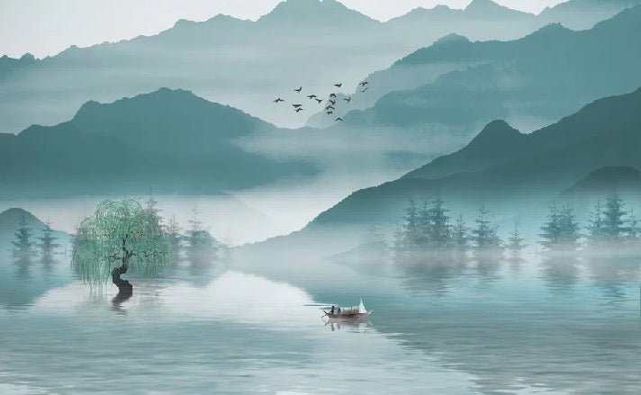 Wallpaper between mountain and lake