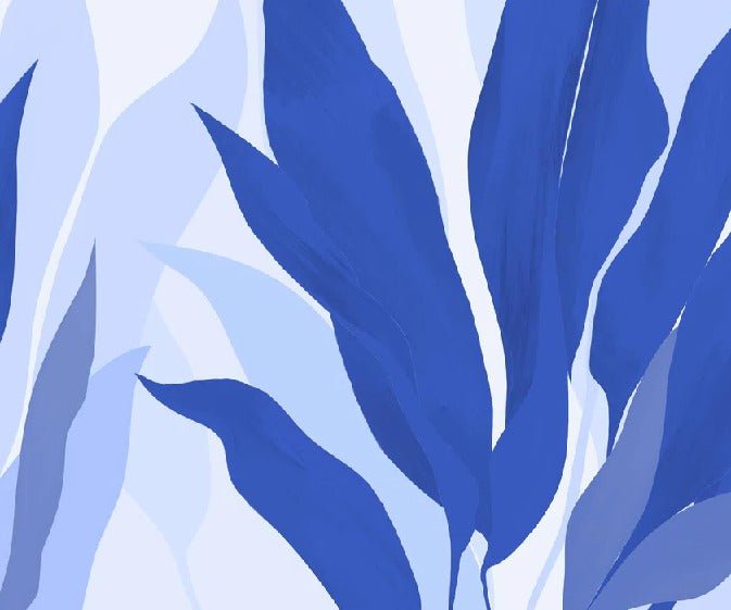 Blue floral fabric panoramic wallpaper