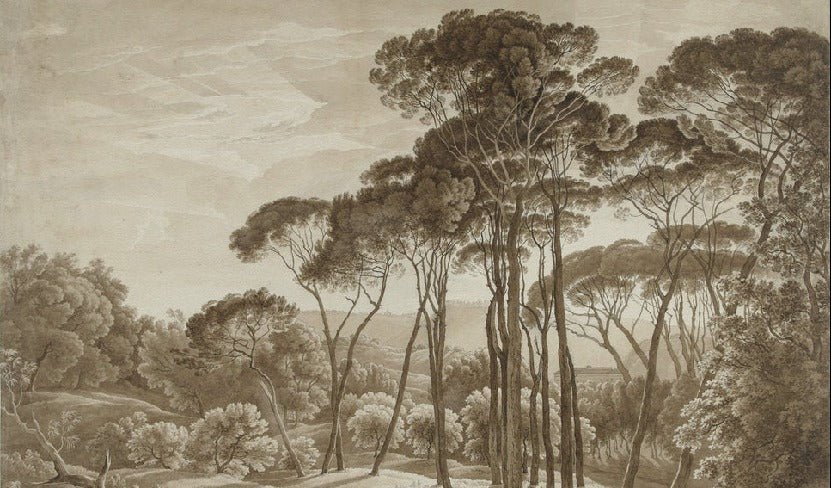 Panoramic amber Italian landscape wallpaper