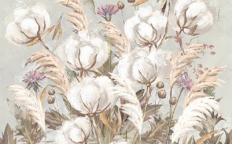Panoramic cotton flower wallpaper