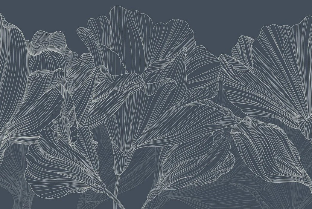 Blue waltz of flowers panoramic wallpaper