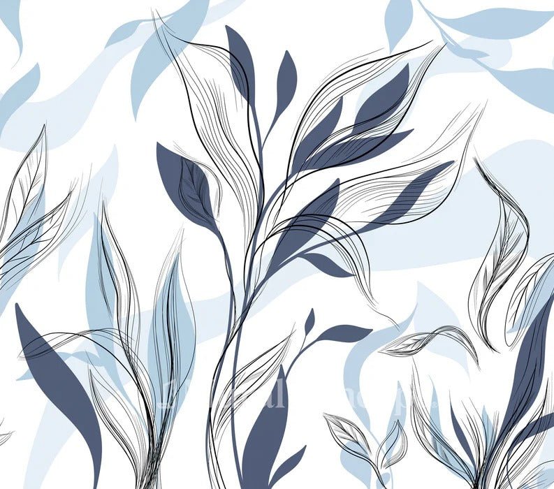 Blue graphic flower wallpaper