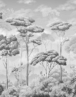 Papier peint panoramique pinèdes noir et blanc, XXL, tendance