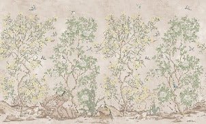 Panoramic wallpaper chinoiserie garden
