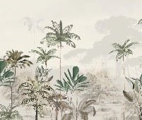 Panoramic jungle eden green wallpaper