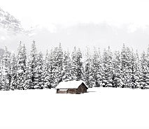 Papier peint panoramique chalet en montagne, XXL, tendance