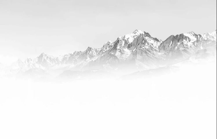 Mont Blanc in the Mist Wallpaper in Black and White