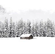 Panoramic mountain chalet wallpaper