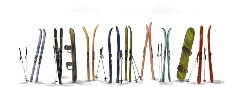Panoramic wallpaper colorful skis