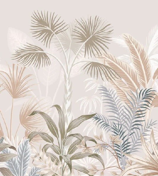 Bathroom wallpaper jungle terracotta