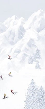 Colorful skiers mountain wallpaper