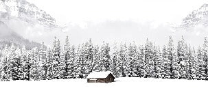 Panoramic mountain chalet wallpaper