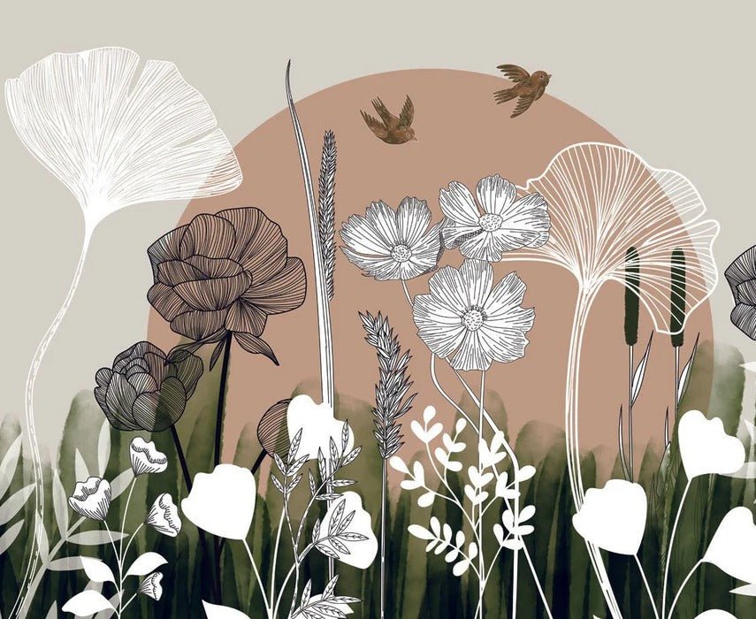 Panoramic floral wallpaper