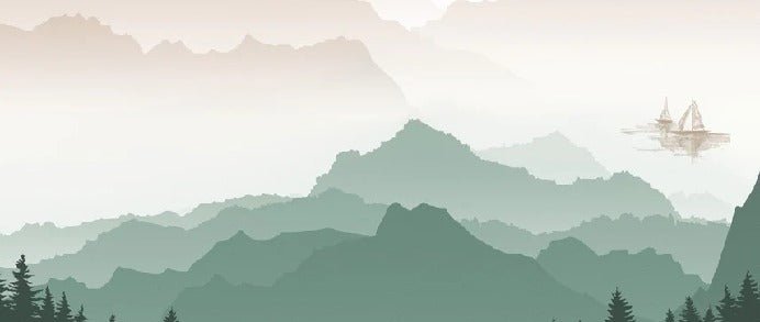 Mountain in mist wallpaper terracotta