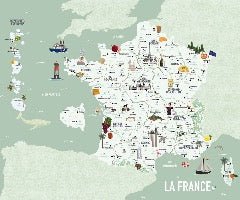 Children's map of France green wallpaper