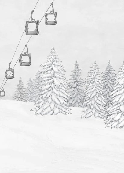 Black & white gondola mountain wallpaper
