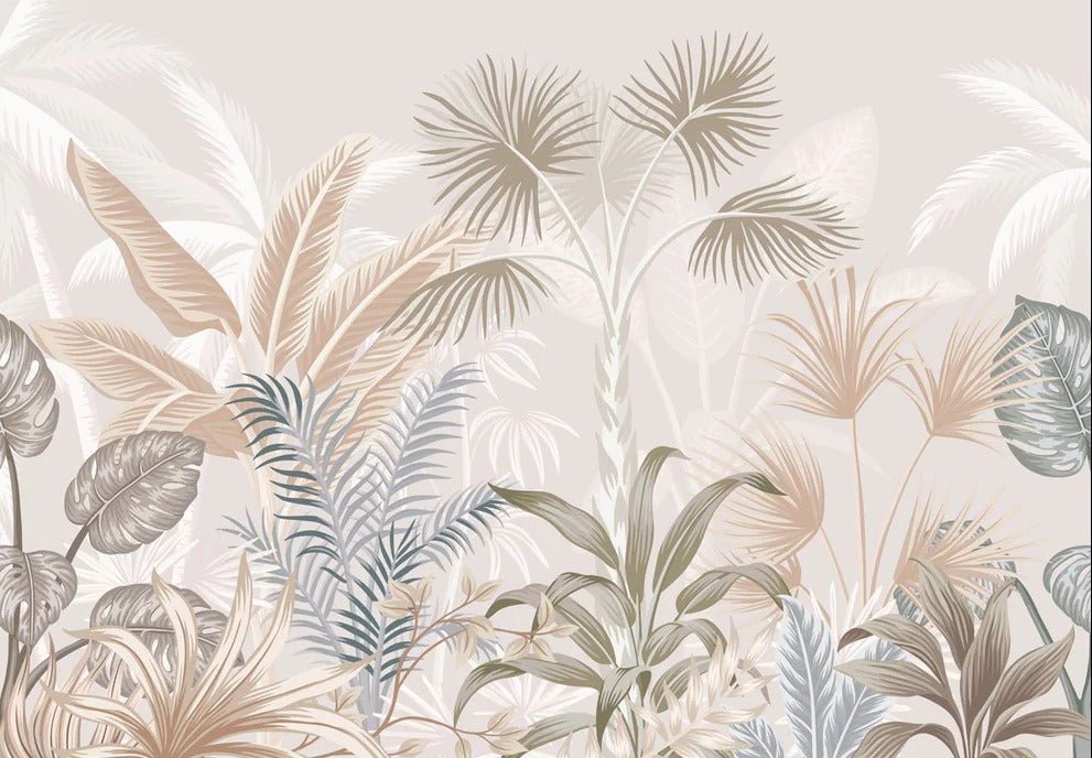 Panoramic terracotta jungle wallpaper