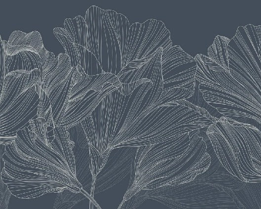 Blue waltz of flowers panoramic wallpaper