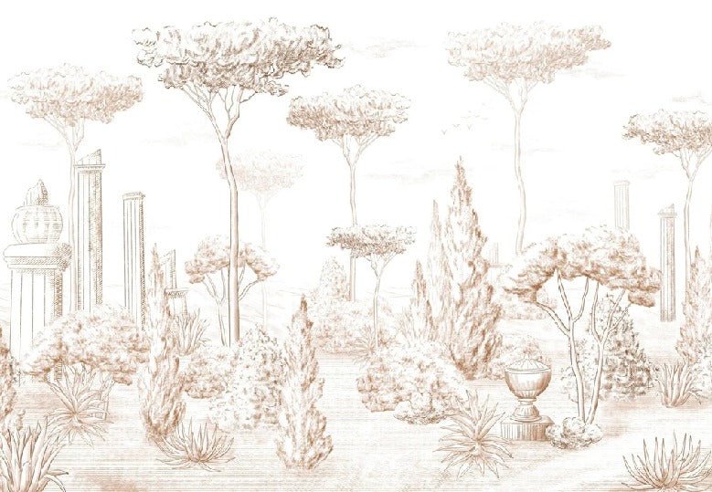 Sepia pinewood Roman-style wallpaper