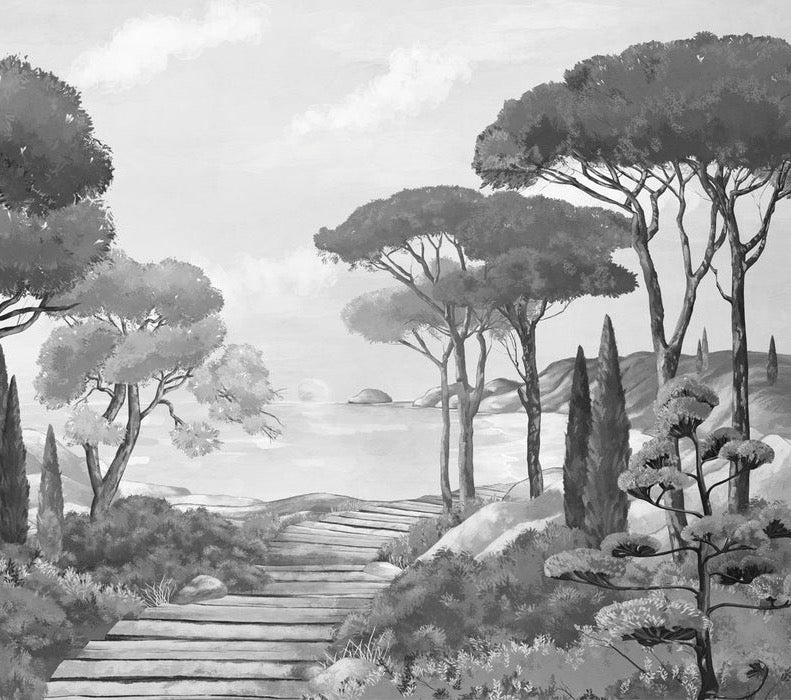 Wallpaper stroll in the calanques black and white