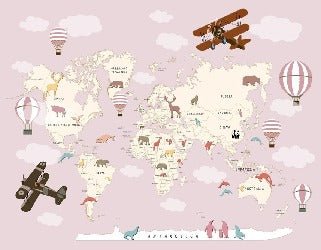 Airplane girl world map wallpaper