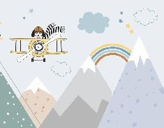 Children's blue Scandinavian mountain wallpaper