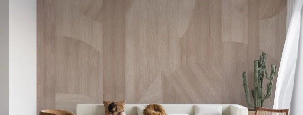 Geometric wood panel wallpaper