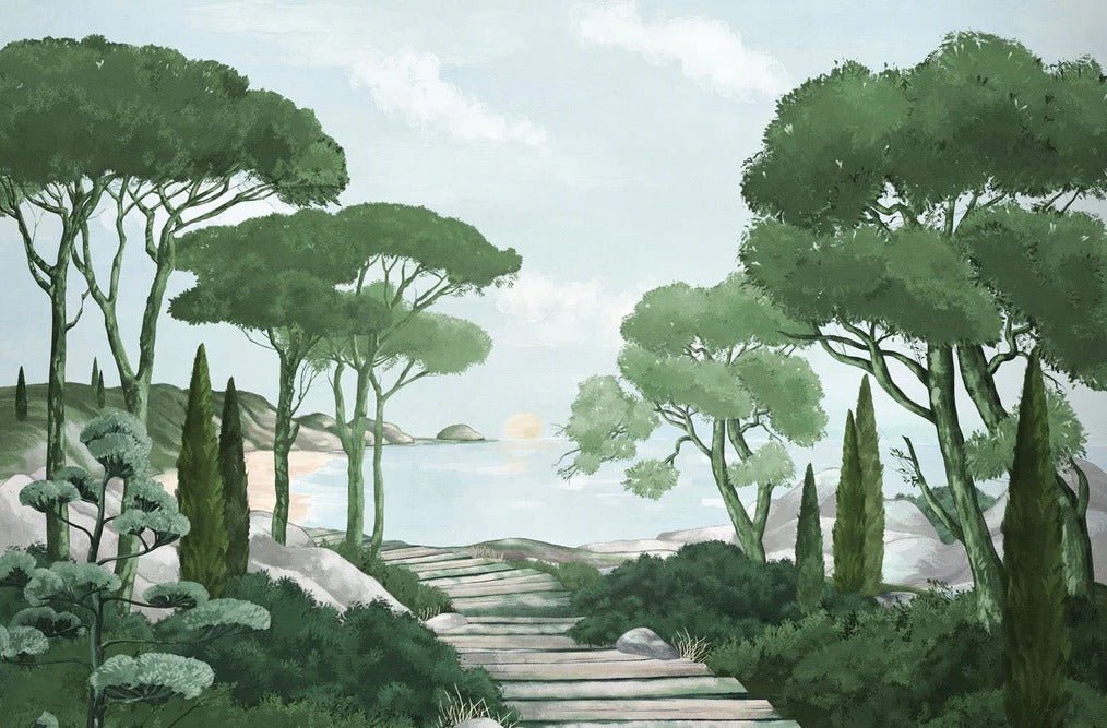 Stroll in the calanques wallpaper green