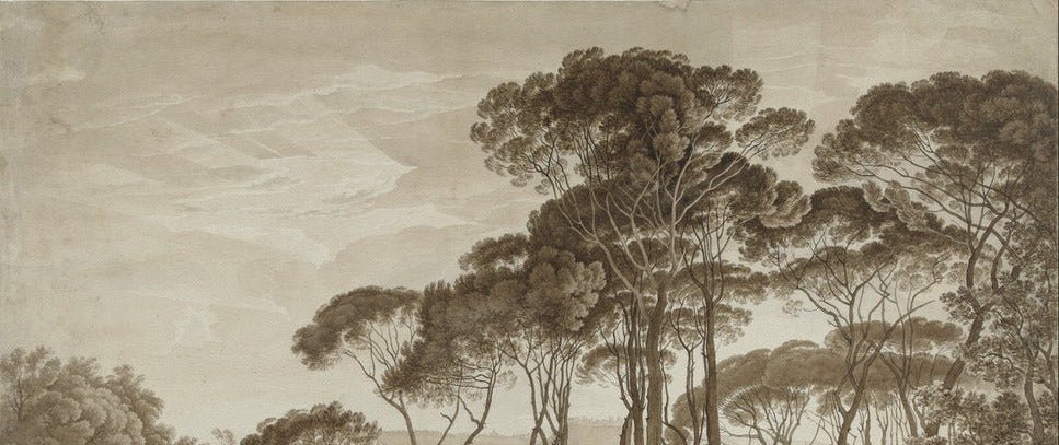 Panoramic amber Italian landscape wallpaper