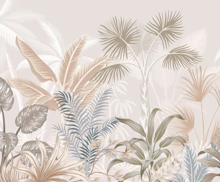 Panoramic terracotta jungle wallpaper