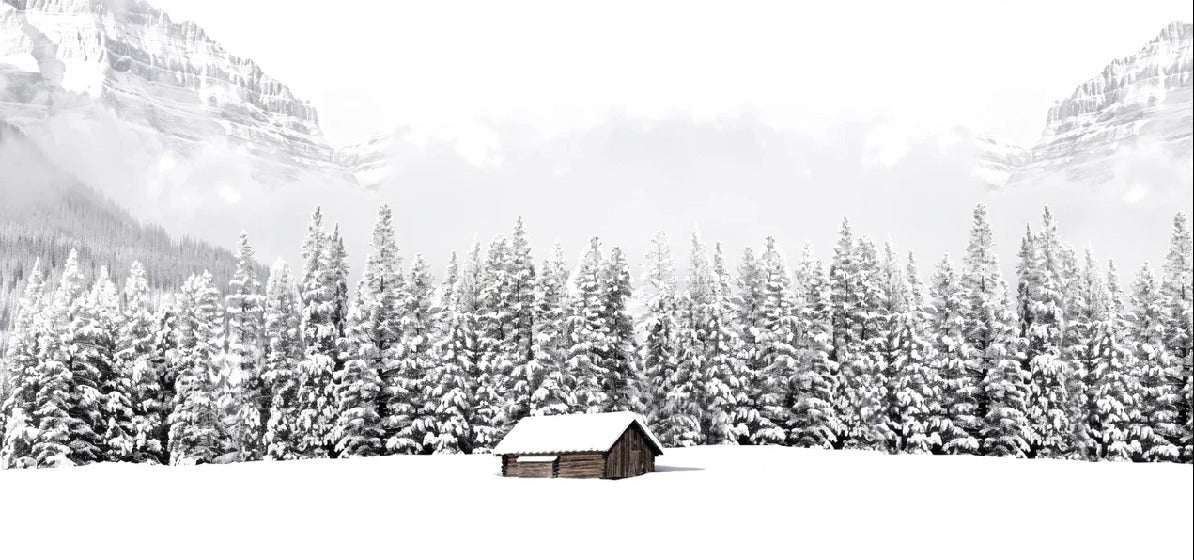 Panoramic mountain chalet wallpaper