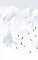 Colorful skiers mountain wallpaper