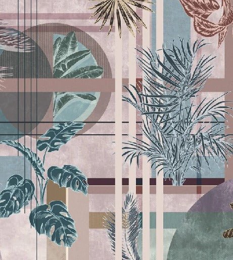 Pink geometric palms wallpaper