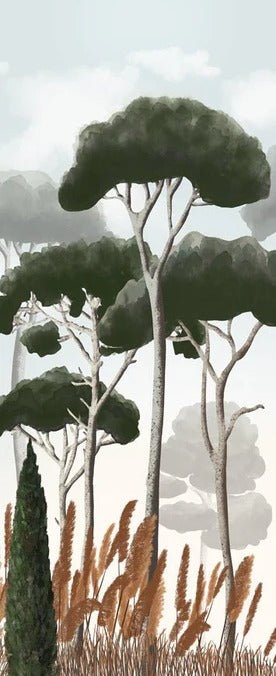 Wallpaper wc cypress pines and pampas grasses