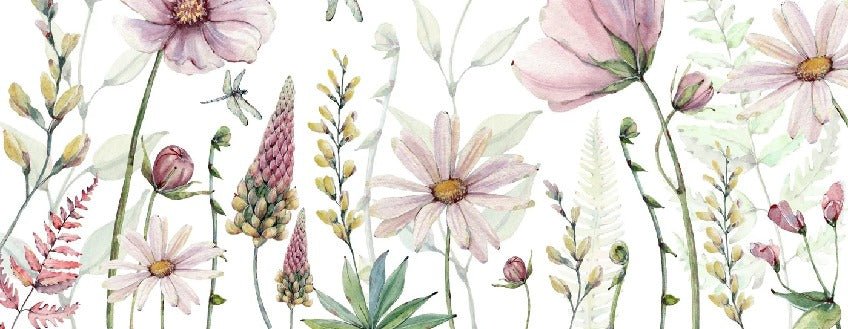 Flowers and dragonflies wallpaper