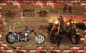 Brick & Moto Retro wallpaper