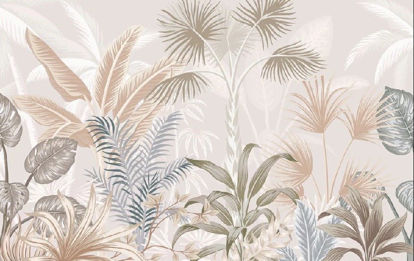 Panoramic terracotta jungle wallpaper