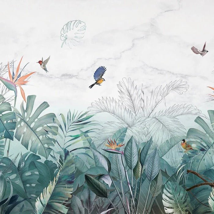 Blue marble jungle wallpaper