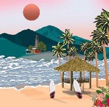 Bali-inspired illustration wallpaper