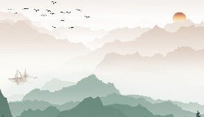 Mountain in mist wallpaper terracotta