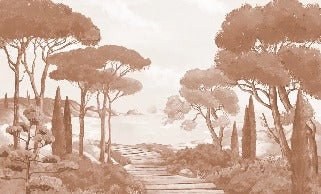 Terracotta coastal cliff wallpaper